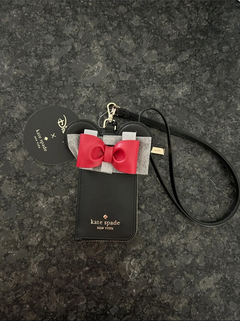 kate spade x Disney Black Bow Lanyard Card Holder
